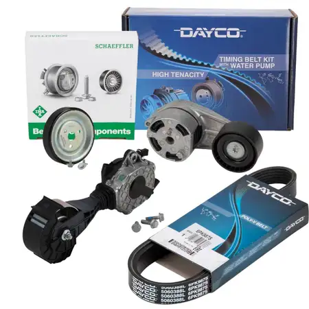 DAYCO Keilrippenriemen + Spanner + Riemenscheibe f&uuml;r BMW 1er F20 F21 3er F30 F31 N13