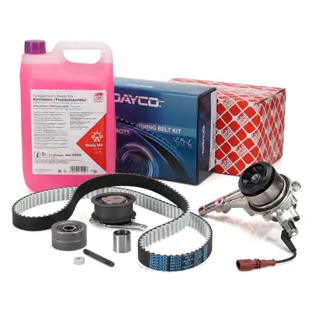 DAYCO Timing Belt Kit + febi Water Pump + 5L Antifreeze for VW Golf 8 and Passat B8 2.0 TDI