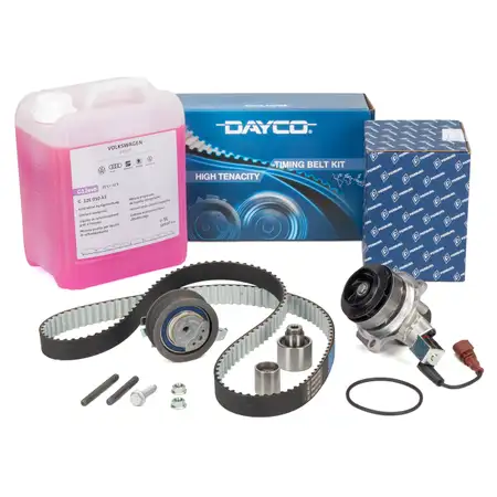 DAYCO Zahnriemensatz + PIERBURG Wapu + 5L Frostschutz f&uuml;r VW Golf 7 Passat 1.6/2.0 TDI