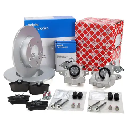 DELPHI Bremsscheiben + Bremsbel&auml;ge + 2x febi Bremssattel &Oslash; 38mm f&uuml;r VW Golf 4 8L1 hinten