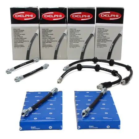4x DELPHI Bremsschlauch f&uuml;r BMW E81 E82 E87 E88 E90 E91 E92 E93 ohne xDrive vorne + hinten