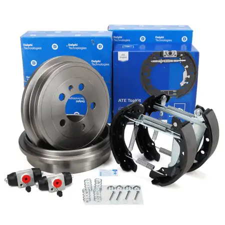 DELPHI Bremstrommeln &Oslash; 200mm + ATE Backen + Zylinder f&uuml;r VW Polo 5 Ibiza 3 4 Fabia hinten