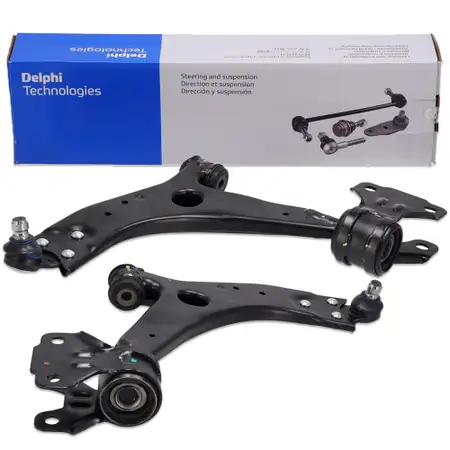 2x DELPHI Querlenker + Traggelenk + Halter f&uuml;r FORD Focus 3 Grand / C-Max 2 vorne
