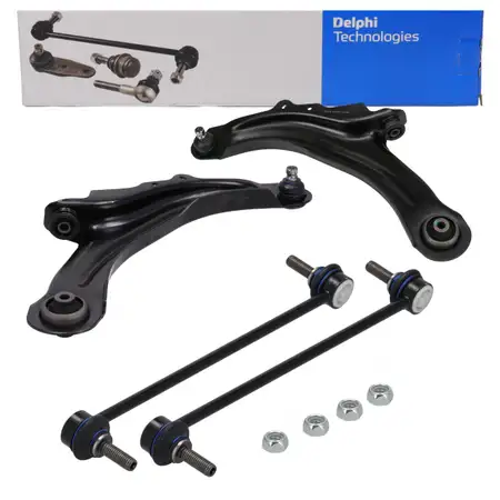 2x DELPHI Querlenker + Traggelenk + Koppelstange f&uuml;r RENAULT Megane 2 Scenic 2 vorne