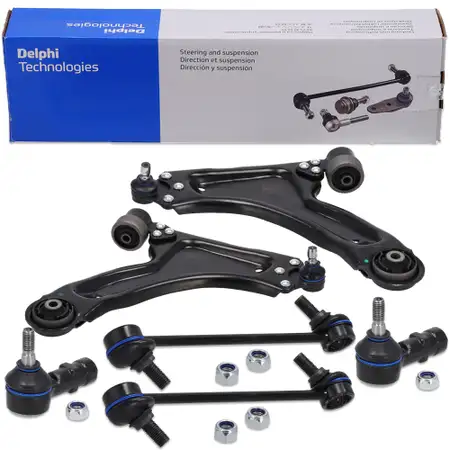 2x DELPHI Quelernker + Traggelenk + Koppelstange + Spurstangenkopf f&uuml;r OPEL Meriva A vorne