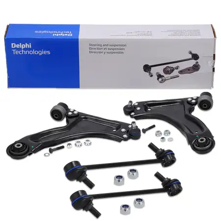 2x DELPHI Quelernker + Traggelenk + Koppelstange f&uuml;r OPEL Corsa C Combo Tigra B vorne