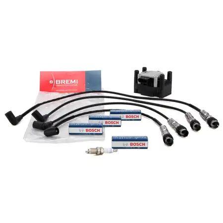 DELPHI Z&uuml;ndspule + BREMI Z&uuml;ndkabelsatz + 4x BOSCH Z&uuml;ndkerze f&uuml;r VW Lupo 1.0 1.4
