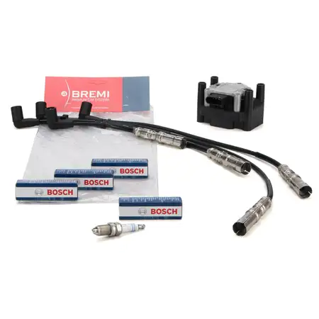 DELPHI Z&uuml;ndspule BREMI Z&uuml;ndkabelsatz 4x BOSCH Z&uuml;ndkerze f&uuml;r VW Golf 5 Passat B5 B6 1.6 2.0