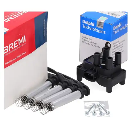 DELPHI Z&uuml;ndspule + BREMI Kabelsatz f&uuml;r FORD Fiesta 5 MK5 1.3 60/69 PS 08.2002-08.2007