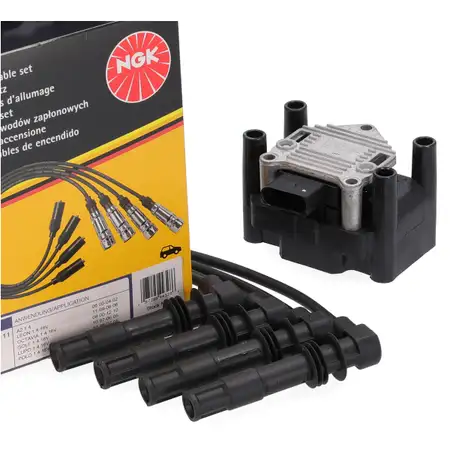 DELPHI Z&uuml;ndspule + NGK Kabelsatz f&uuml;r VW Golf 4 Lupo Polo 6N2 9N Arosa 1.4/1.6 16V