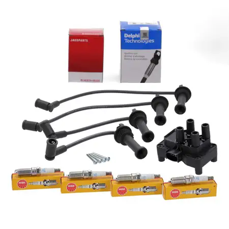 DELPHI Z&uuml;ndspule + H+B Kabelsatz + 4x NGK Z&uuml;ndkerze f&uuml;r FORD Focus 2 C-Max 1.6 bis 02.2005