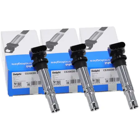 3x DELPHI CE2003012B1 Z&uuml;ndspule f&uuml;r VW Polo 4 5 Ibiza 3 4 Fabia 1 2 Rapid Roomster 1.2 12V