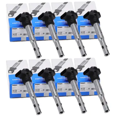 8x DELPHI CE2003412B1 Z&uuml;ndspule f&uuml;r AUDI RS4 B7 B8 RS5 8T 8F 420/450 PS