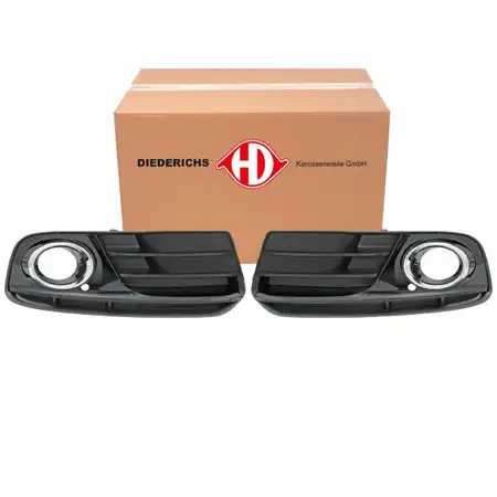 2x DIEDERICHS CHROM/SCHWARZ Blende Rahmen Nebelscheinwerfer f&uuml;r AUDI Q5 8RB links + rechts