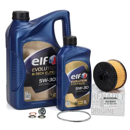 6L elf Evolution R-TECH ELITE 5W-30 + ORIGINAL oil filter for RENAULT DACIA 0.9&ndash;1.3 TCe