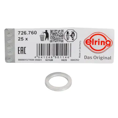 25x ELRING 726.760 Oil Drain Plug Gasket for AUDI, HYUNDAI, and KIA