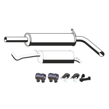 ERNST Endschalld&auml;mpfer + Mittelschalld&auml;mpfer + Anbausatz f&uuml;r VW Polo 4 Ibiza Fabia 1.4 16V