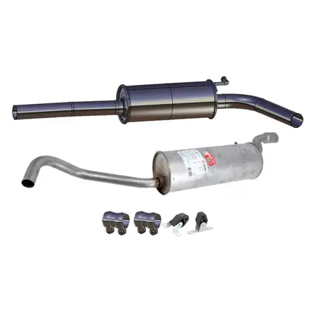 ERNST Endschalld&auml;mpfer + Mittelschalld&auml;mpfer + Anbausatz f&uuml;r VW Polo 5 1.4 1.6 / BiFuel