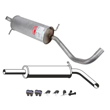 ERNST Endschalld&auml;mpfer + Mittelschalld&auml;mpfer + Anbausatz f&uuml;r VW Polo 4 Ibiza 3 1.4 / 16V