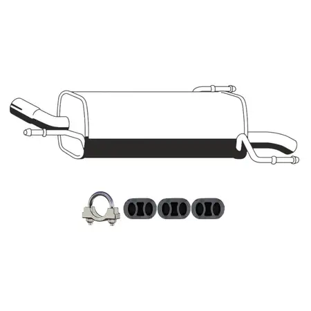 ERNST Endschalld&auml;mpfer + Anbausatz f&uuml;r OPEL Corsa C Tigra B 1.2 1.4 / TwinPort 75-90 PS