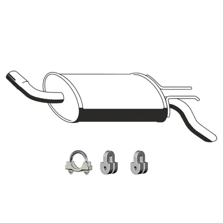 ERNST Endschalld&auml;mpfer Auspuff Endtopf + Anbausatz f&uuml;r RENAULT Twingo 1 1.2 54/55/58 PS