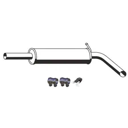 ERNST Mittelschalld&auml;mpfer + Anbausatz f&uuml;r VW Polo 4 SEAT Ibiza 3 SKODA Fabia 1 1.4 16V/FSI