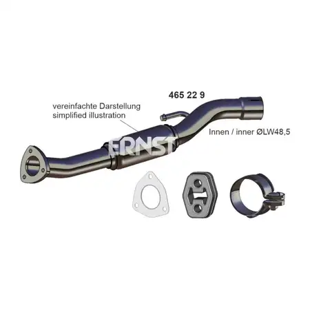 ERNST 465229 Reparaturrohr Hosenrohr KAT + Anbausatz f&uuml;r VW Polo 4 5 Ibiza Fabia 1.4 1.6