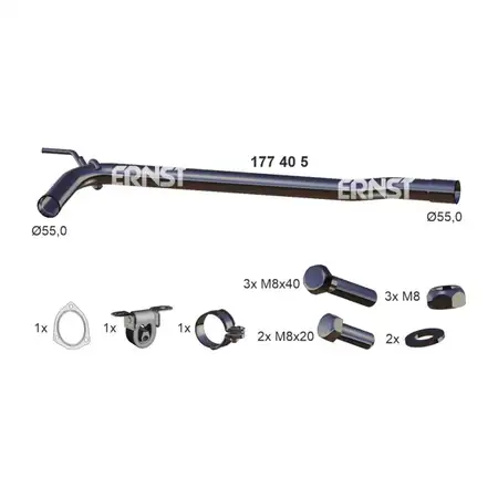 ERNST 177405 Reparaturrohr Hosenrohr KAT + Anbausatz f&uuml;r VW Transporter T4 1.9TD 2.4D