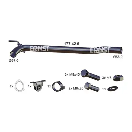 ERNST 177429 Reparaturrohr Hosenrohr KAT + Anbausatz f&uuml;r VW Transporter T4 2.5 TDI