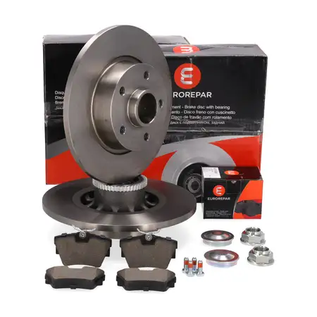 EUROREPAR Brake Discs + Wheel Bearings + Brake Pads for FIAT, NISSAN, OPEL, and RENAULT (Rear)
