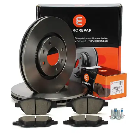 EUROREPAR Brake Discs + Pads for PSA C4 Cactus 208 and Opel Corsa F, 15-inch, Mocha (front)