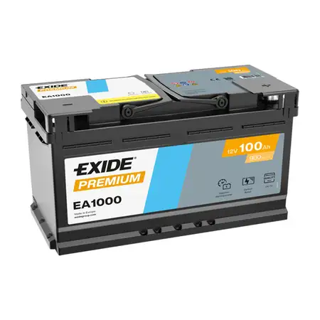 EXIDE EA1000 PREMIUM Autobatterie Batterie Starterbatterie 12V 100Ah EN900A