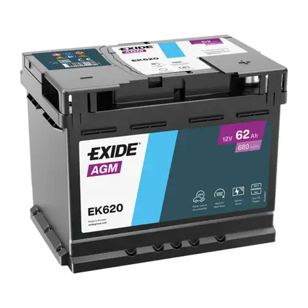 EXIDE EK620 AGM START-STOP Autobatterie Batterie Starterbatterie 12V 62Ah EN680A
