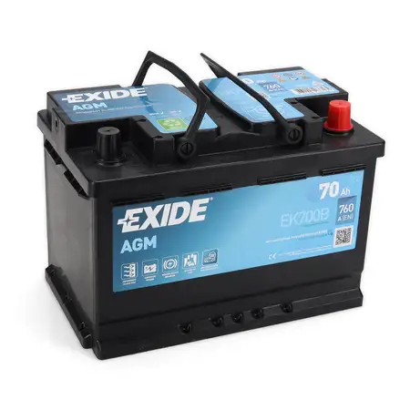 EXIDE EK700B AGM START-STOP Car Battery, Starter Battery, 12V 70Ah, EN760A