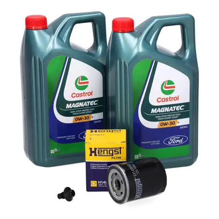 10L CASTROL 0W-30 D Motor&ouml;l + HENGST &Ouml;lfilter f&uuml;r FORD Tourneo Custom Transit 2.0 EcoBlue