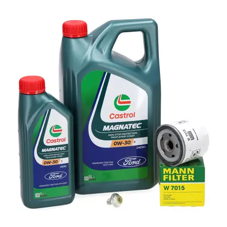 6L CASTROL MAGNATEC 0W-30 D Motor&ouml;l + MANN &Ouml;lfilter f&uuml;r FORD Focus 4 2.3 ST Mondeo 4 5 2.0