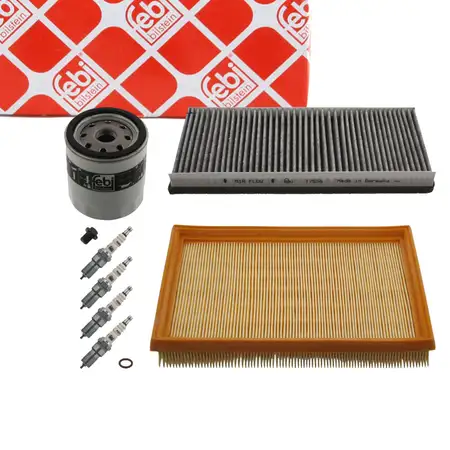 febi Filterset + 4x Z&uuml;ndkerze f&uuml;r FORD Fiesta 4 MK4 1.0i 1.1 1.3i Courier 1.3