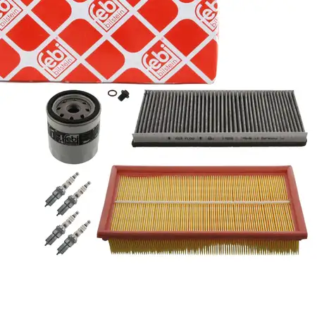 febi Filterset Filterpaket + 4x Z&uuml;ndkerze f&uuml;r FORD KA RB_ 1.3i 49/50 PS