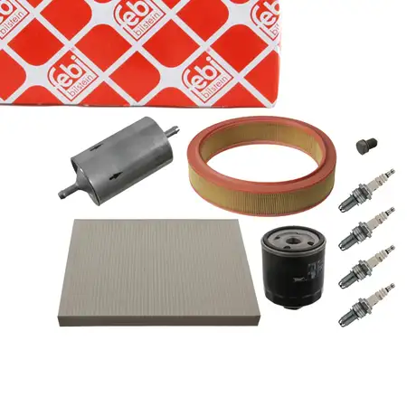 febi Filterset + 4x Z&uuml;ndkerze f&uuml;r VW Polo 6N1 1.6 75 PS bis Fgst. 6N-V-300 000
