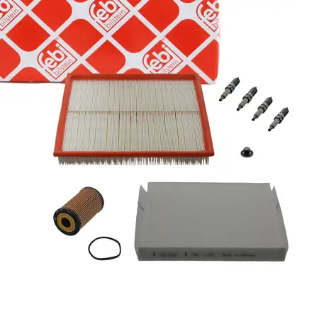 febi Filterset Filterpaket + 4x Z&uuml;ndkerze f&uuml;r OPEL Zafira B 1.6 1.8 115/140 PS