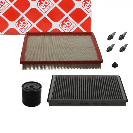 febi Filterset Filterpaket + 4x Z&uuml;ndkerze f&uuml;r OPEL Astra H 1.6 105 PS