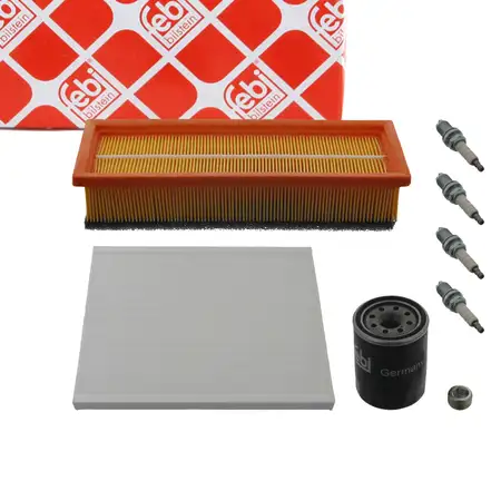 febi Filterset + 4x Z&uuml;ndkerze f&uuml;r FIAT Grande Punto 199_ 1.4 77/78 PS