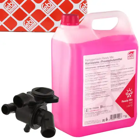 febi Thermostat + 5L K&uuml;hlmittel f&uuml;r VW Golf 6 Passat B7 Polo 5 Touran A1 8X A3 8P 1.6 TDI