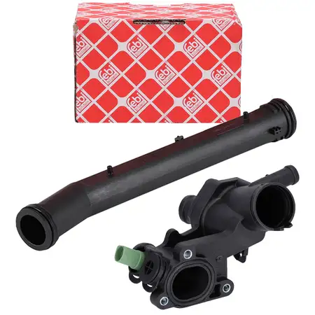 febi Thermostat + Geh&auml;use + Rohrleitung f&uuml;r VW Golf 4 Leon 1M Octavia 1 1.4/1.6 16V