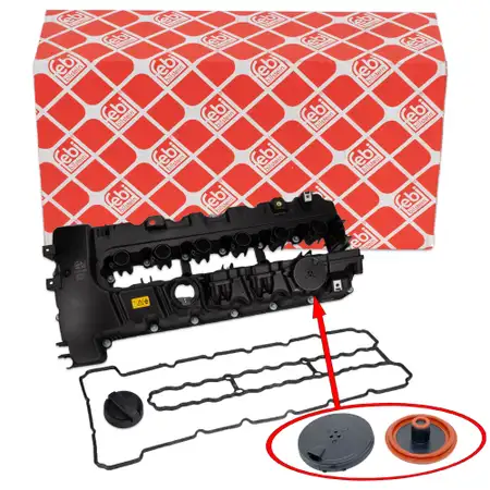 febi Ventildeckel + Dichtung + Einf&uuml;lldeckel f&uuml;r BMW E90-93 E60 E61 F10 F11 E63 E64 N53