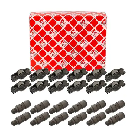12x febi Ventilst&ouml;&szlig;el + 12x Kipphebel f&uuml;r VW Polo 5 SEAT Ibiza 4 SKODA Fabia 2 1.2 TDI 75