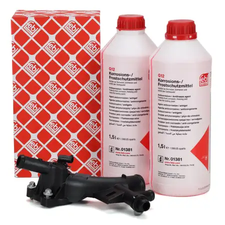 febi Wasserflansch + 3L K&uuml;hlerfrostschutz f&uuml;r OPEL Astra J Corsa D E Mokka/10 Zafira C 1.4