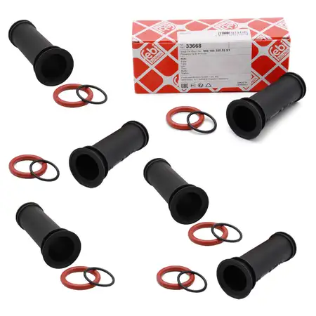 6x febi Z&uuml;ndkerzen Steckerh&uuml;lsen Dichtung Set f&uuml;r PORSCHE 996 Carrera Boxster (986)