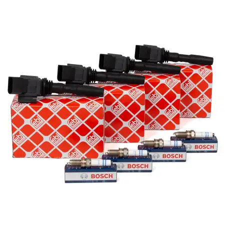 4x febi Z&uuml;ndspule + 4x BOSCH Z&uuml;ndkerze f&uuml;r VW Golf 7 Passat B8 Polo 5 1.2/1.4 TSI