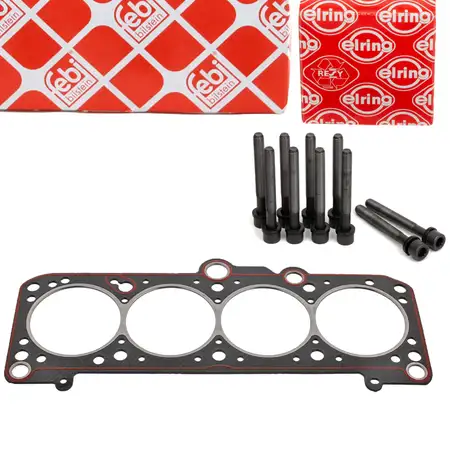 febi Zylinderkopfdichtung + ELRING Schraubensatz f&uuml;r VW Golf 1 2 3 Passat B2 B3/B4 1.6 1.8
